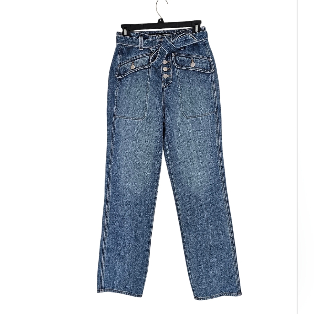 Veronica‎ Beard Rinley Cropped Straight Leg  High Rise Tie-Front Blue Jeans 26